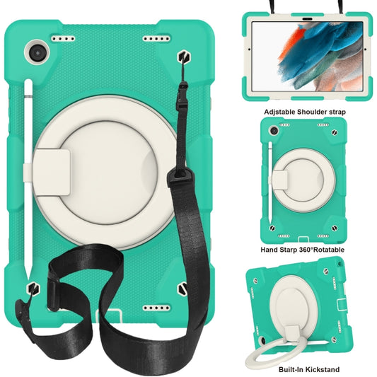 For Samsung Galaxy Tab A8 10.5 2021 Silicone + PC Full Body Protection Tablet Case With Holder & Strap(Mint Green) - Other Galaxy Tab PC by buy2fix | Online Shopping UK | buy2fix