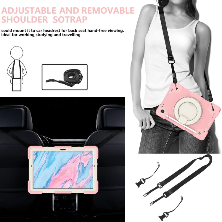 For Samsung Galaxy Tab A8 10.5 2021 Silicone + PC Full Body Protection Tablet Case With Holder & Strap(Pink) - Other Galaxy Tab PC by buy2fix | Online Shopping UK | buy2fix