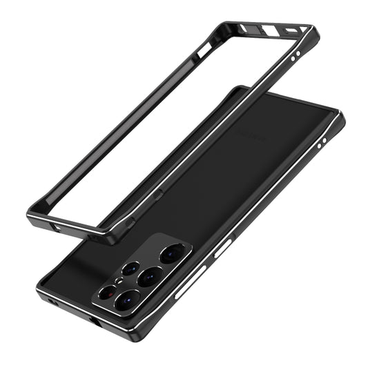For Samsung Galaxy S22 Ultra Aurora Series Lens Protector + Metal Frame Protective Phone Case(Black Silver) - Samsung Accessories by buy2fix | Online Shopping UK | buy2fix