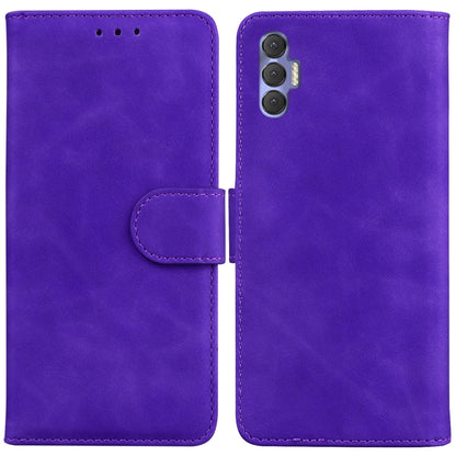 For Tecno Spark 8 Pro Skin Feel Pure Color Flip Leather Phone Case(Purple) - Tecno Cases by buy2fix | Online Shopping UK | buy2fix