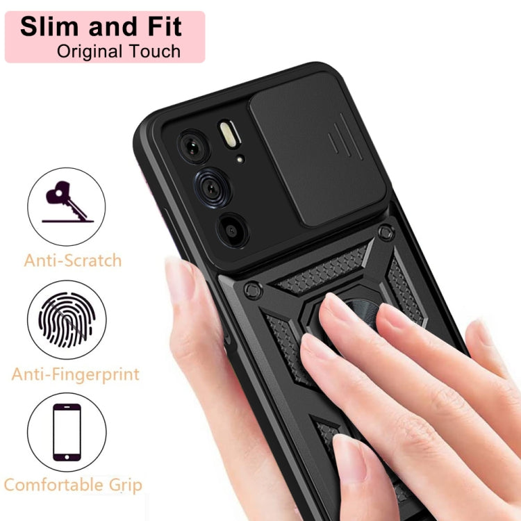 For Motorola Edge 30 Pro Sliding Camera Cover Design TPU+PC Phone Case(Black) - Motorola Cases by buy2fix | Online Shopping UK | buy2fix