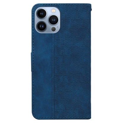 For iPhone 14 Pro Max Geometric Embossed Leather Phone Case (Blue) - Apple Accessories by buy2fix | Online Shopping UK | buy2fix