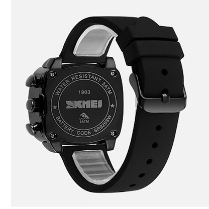 SKMEI 1903 Stainless Steel Buckle Silicone Strap Waterproof Quartz Watch(Red) - Silicone Strap Watches by SKMEI | Online Shopping UK | buy2fix