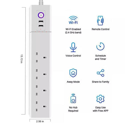 ZigBee 10A SM-SO306-K 4 Holes + 2 USB Multi-purpose Smart Power Strip, UK Plug - Consumer Electronics by buy2fix | Online Shopping UK | buy2fix