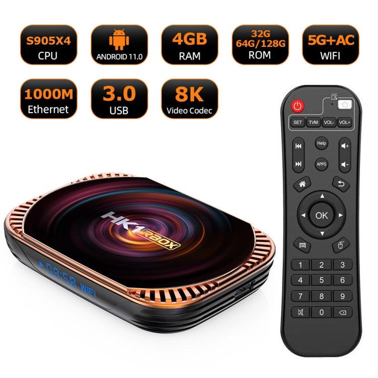 MECOOL HK1RBOX X4 4K TV Box, Android 11 Amlogic S905X4 CPU with RC 4GB+32GB(AU Plug) - Consumer Electronics by MECOOL | Online Shopping UK | buy2fix