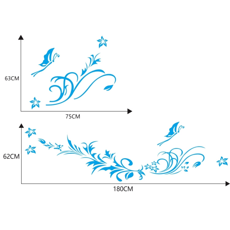 D-462 Butterfly Loves Flowers Pattern Car Modified Decorative Sticker(Blue) - In Car by buy2fix | Online Shopping UK | buy2fix