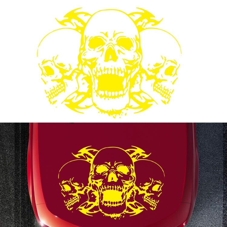 D-923 Three Skulls Pattern Car Modified Decorative Sticker(Yellow) - In Car by buy2fix | Online Shopping UK | buy2fix