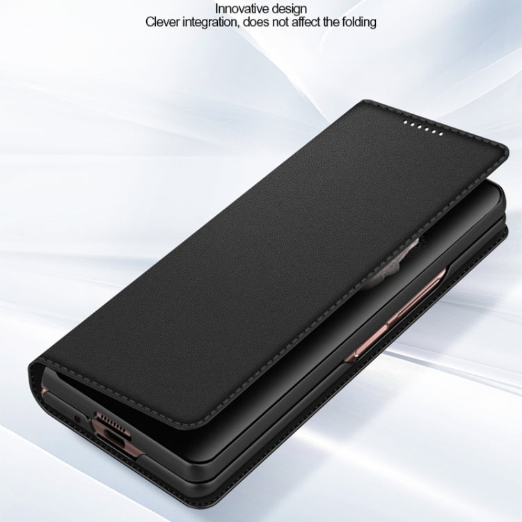 For Samsung Galaxy Z Fold4 Split Type Horizontal Flip Foldable Leather Phone Case(Plain Black) - Galaxy Z Fold4 5G Cases by buy2fix | Online Shopping UK | buy2fix