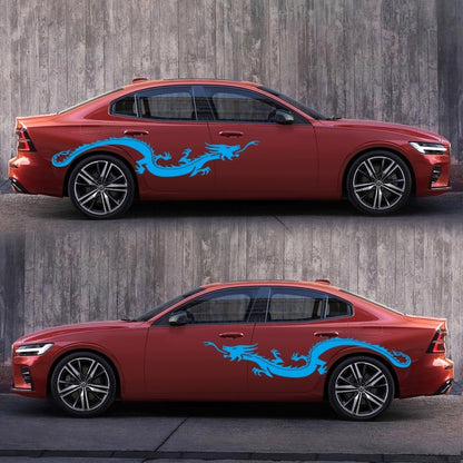 2 PCS/Set D-965 Dragon Pattern Car Modified Decorative Sticker(Blue) - In Car by buy2fix | Online Shopping UK | buy2fix