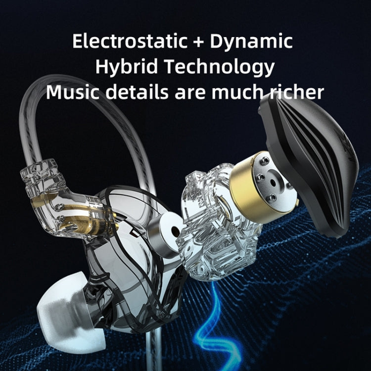 KZ-ZEX 1.2m Electrostatic Dynamic In-Ear Sports Music Headphones, Style:With Microphone(Gun Grey) - In Ear Wired Earphone by KZ | Online Shopping UK | buy2fix