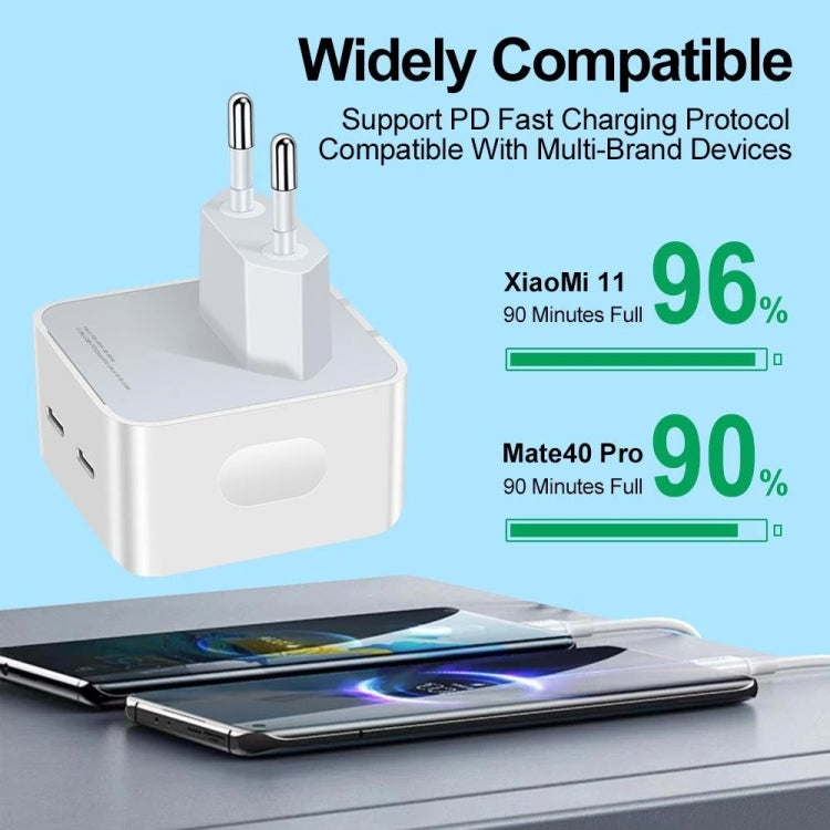 PD 50W Dual USB-C / Type-C Ports Charger(EU Plug) - Apple Accessories by buy2fix | Online Shopping UK | buy2fix