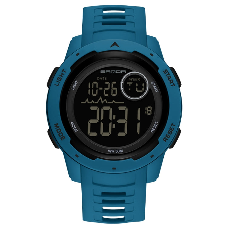 SANDA 2125 Luminous Waterproof Dual Display Electronic Watch(Blue) - Silicone Strap Watches by SANDA | Online Shopping UK | buy2fix