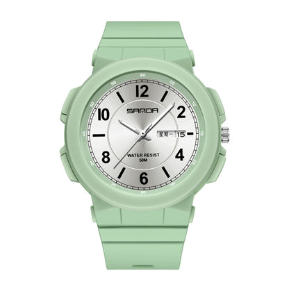 SANDA 6097 TPU Strap Dual Calendar Waterproof Electronic Watch(Matcha Green) - Silicone Strap Watches by SANDA | Online Shopping UK | buy2fix