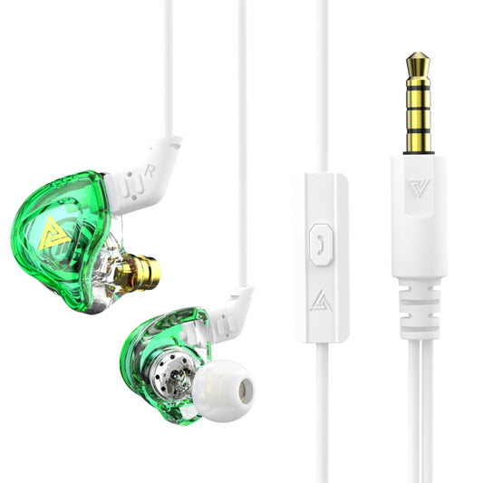 QKZ DMX Sports In-ear HIFI 3.5mm Wired Control Earphone with Mic(Transparent Green) - In Ear Wired Earphone by QKZ | Online Shopping UK | buy2fix