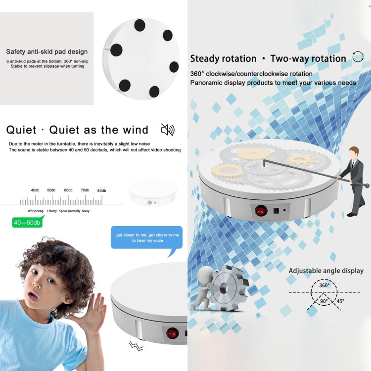 22cm Charging Rotating Display Stand Video Shooting Turntable, Load: 50kg, Power Plug:AU Plug(White) - Camera Accessories by buy2fix | Online Shopping UK | buy2fix