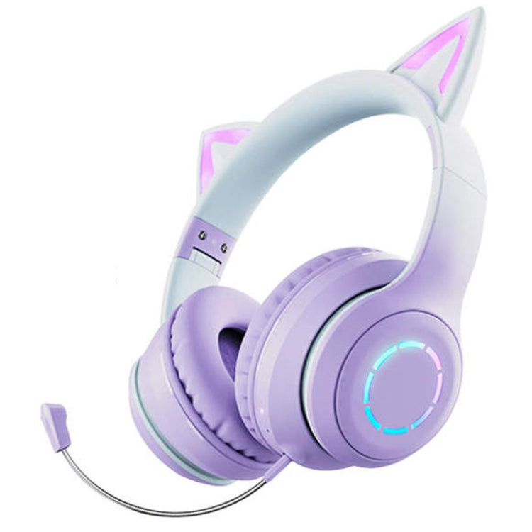 BT029C RGB Dual Modes Cat Ear Wireless Bluetooth Headphone(Purple) - Apple Accessories by buy2fix | Online Shopping UK | buy2fix