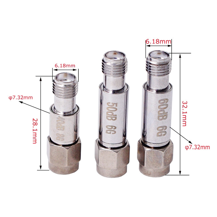 50dBi SMA Attenuator DC-6GHz SMA Coaxial Fixed Connectors - Connectors by buy2fix | Online Shopping UK | buy2fix