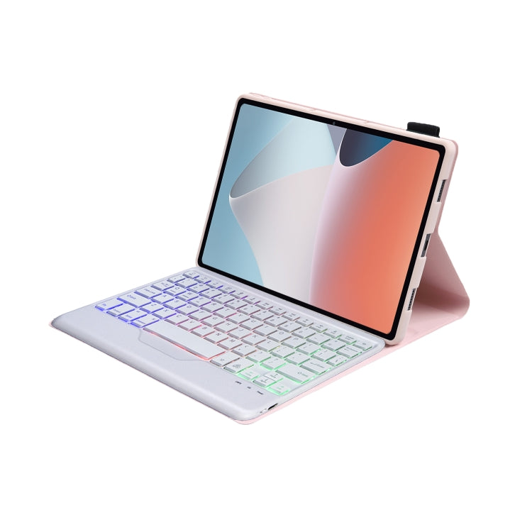 OP12-BS Lambskin Texture Ultra-thin Bluetooth Keyboard Leather Case with Backlight For OPPO Pad Air 10.4 inch(Pink) - Others Keyboard by buy2fix | Online Shopping UK | buy2fix