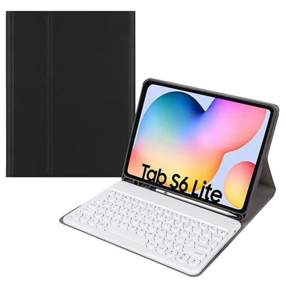 Round Cap Bluetooth Keyboard Leather Case with Pen Slot, without Touchpad For Samsung Galaxy Tab S7(Black+White Keyboard) - Samsung Keyboard by buy2fix | Online Shopping UK | buy2fix