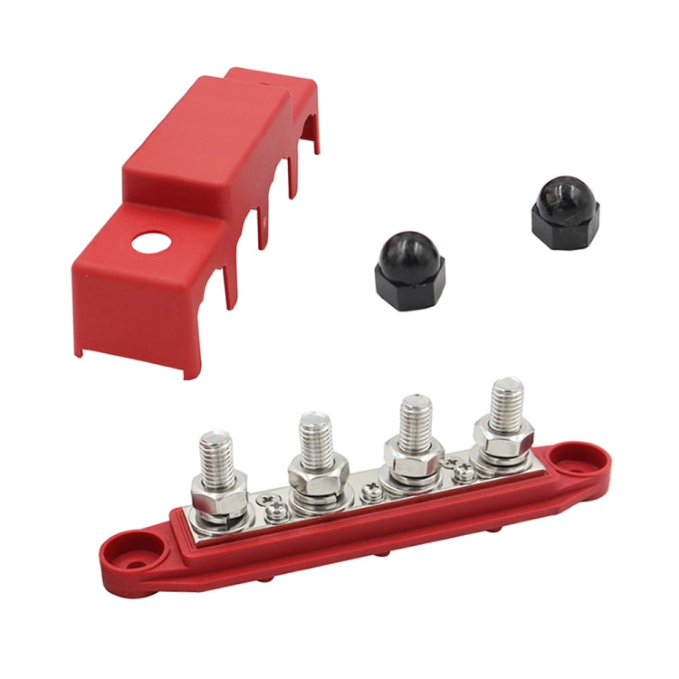 Red M8 Stud RV Ship High Current Power Distribution Terminal Block with Cover - In Car by buy2fix | Online Shopping UK | buy2fix