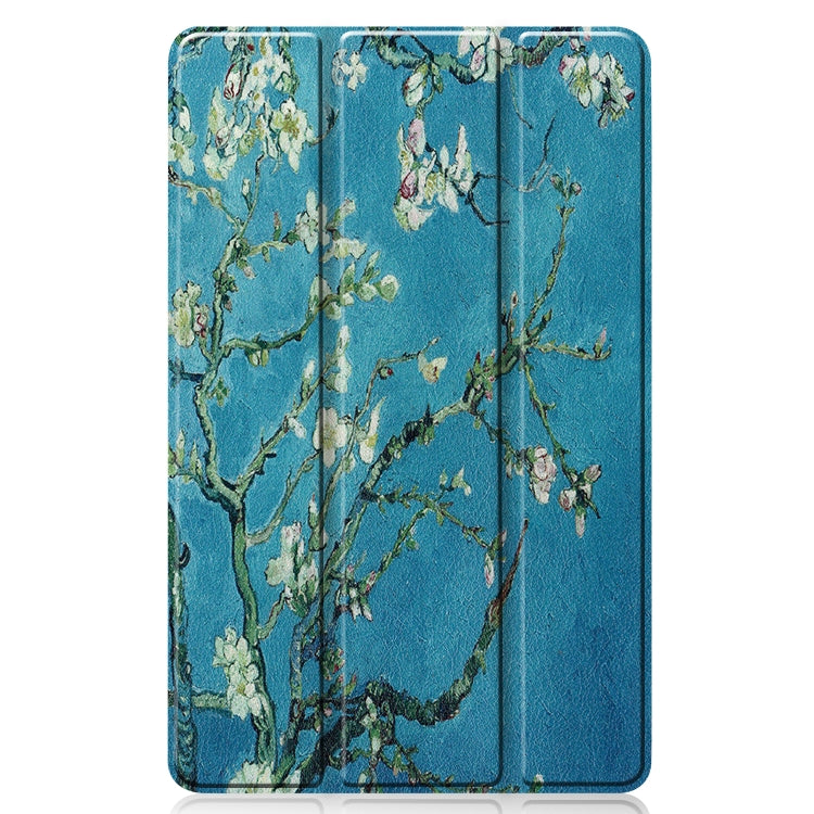 For Samsung Galaxy Tab S6 Lite P610 10.4 inch Colored Drawing Horizontal Flip Leather Case, with Three-folding Holder(Apricot Flower) - Samsung Accessories by buy2fix | Online Shopping UK | buy2fix