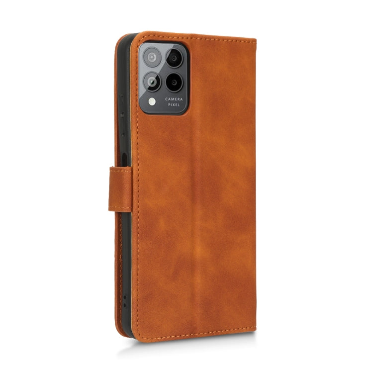 For T-Mobile Revvl 6 Pro 5G Skin Feel Magnetic Flip Leather Phone Case(Brown) - More Brand by buy2fix | Online Shopping UK | buy2fix