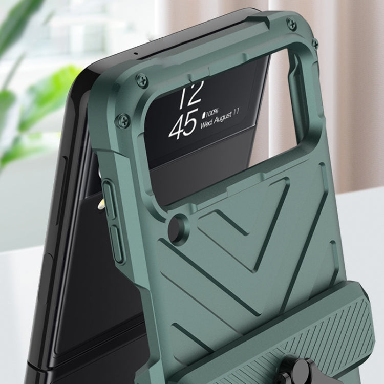For Samsung Galaxy Z Flip4 GKK Sliding Camshield Magnetic Armor Flip Phone Case with Ring Holder(Silver) - Galaxy Z Flip4 5G Cases by GKK | Online Shopping UK | buy2fix