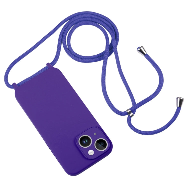 For iPhone 14 Crossbody Lanyard Liquid Silicone Case(Purple) - iPhone 14 Cases by buy2fix | Online Shopping UK | buy2fix