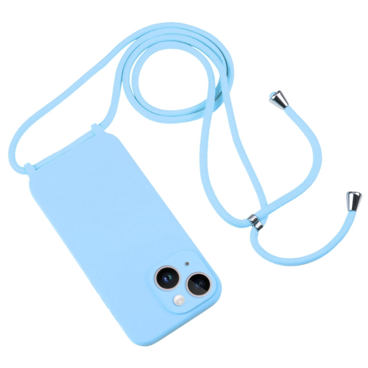 For iPhone 14 Crossbody Lanyard Liquid Silicone Case(Blue) - iPhone 14 Cases by buy2fix | Online Shopping UK | buy2fix