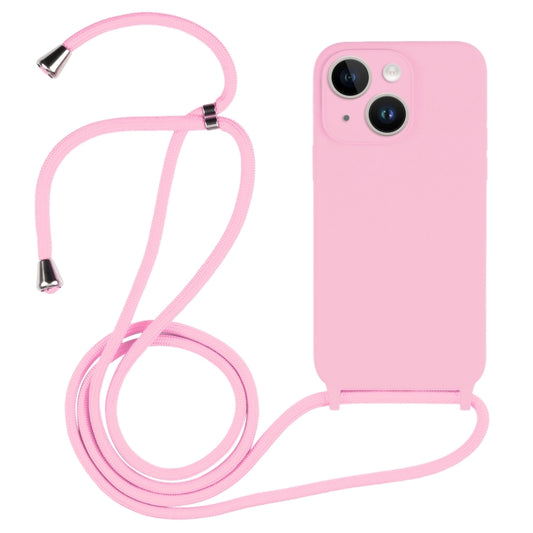 For iPhone 14 Crossbody Lanyard Liquid Silicone Case(Pink) - iPhone 14 Cases by buy2fix | Online Shopping UK | buy2fix