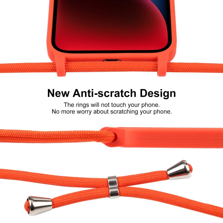 For iPhone 14 Plus Crossbody Lanyard Liquid Silicone Case(Orange) - iPhone 14 Plus Cases by buy2fix | Online Shopping UK | buy2fix