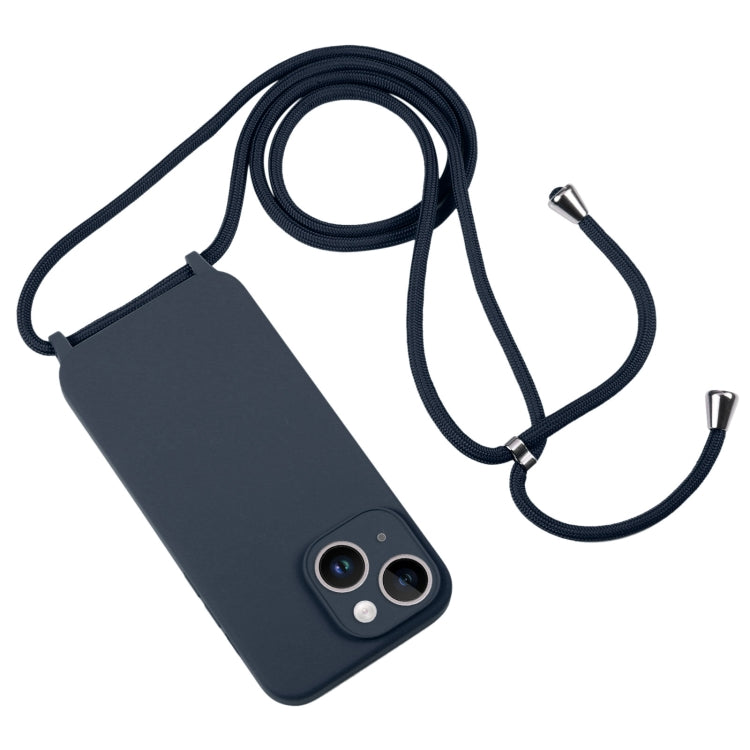 For iPhone 14 Plus Crossbody Lanyard Liquid Silicone Case(Midnight Blue) - iPhone 14 Plus Cases by buy2fix | Online Shopping UK | buy2fix