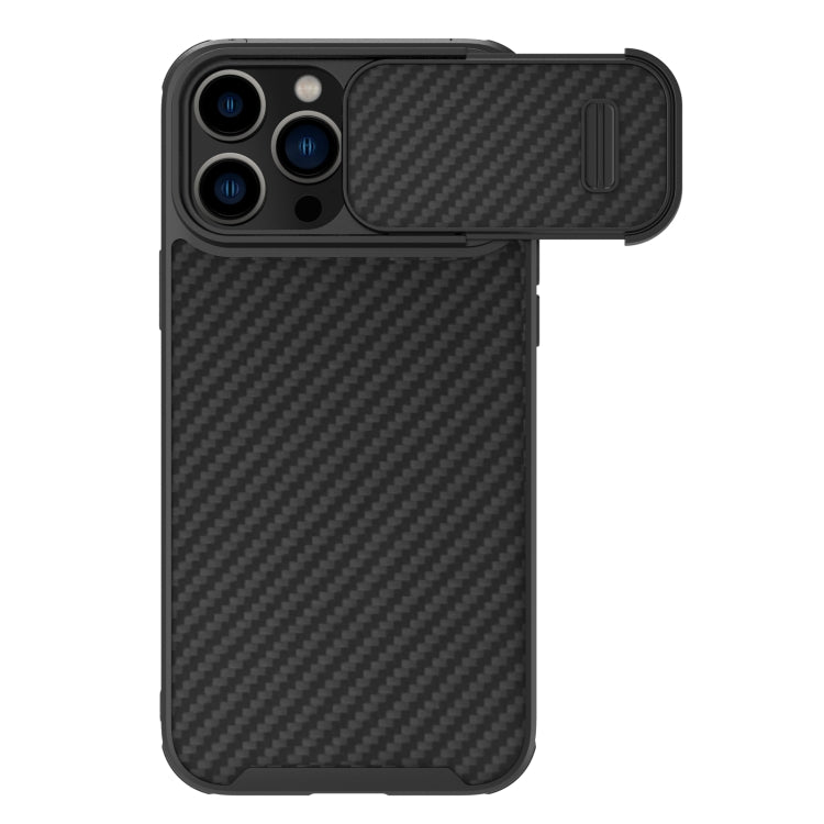 For iPhone 14 Pro Max NILLKIN Synthetic Fiber Camshield Phone Case(Black) - iPhone 14 Pro Max Cases by NILLKIN | Online Shopping UK | buy2fix