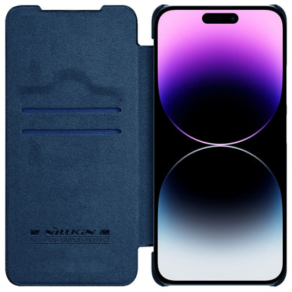 For iPhone 14 Pro Max NILLKIN QIN Series Pro Crazy Horse Texture Leather Case(Blue) - iPhone 14 Pro Max Cases by NILLKIN | Online Shopping UK | buy2fix