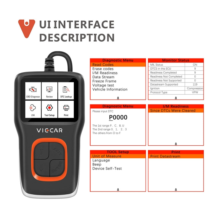 Viecar VP101 Car Code Reader OBD2 Analyzer Diagnostic Scanner - In Car by buy2fix | Online Shopping UK | buy2fix