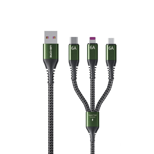 WEKOME WDC-170 Raython Series 6A 3 in 1 USB to 8 Pin+Type-C+Micro USB Fast Charge Data Cable Length: 1.2m(Black) - Multifunctional Cable by WK | Online Shopping UK | buy2fix