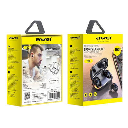 awei T20 Bluetooth 5.1 True Wireless Headset(Black) - Bluetooth Earphone by awei | Online Shopping UK | buy2fix