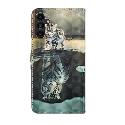 For Samsung Galaxy A14 5G 3D Painting Pattern TPU + PU Phone Case(Cat Tiger) - Galaxy Phone Cases by buy2fix | Online Shopping UK | buy2fix