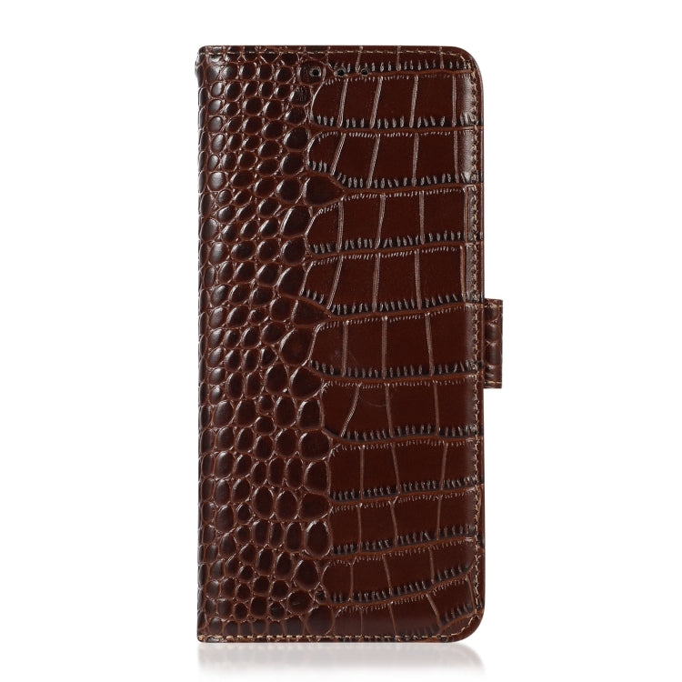 For Motorola Moto E22/E22i Crocodile Top Layer Cowhide Leather Phone Case(Brown) - Motorola Cases by buy2fix | Online Shopping UK | buy2fix