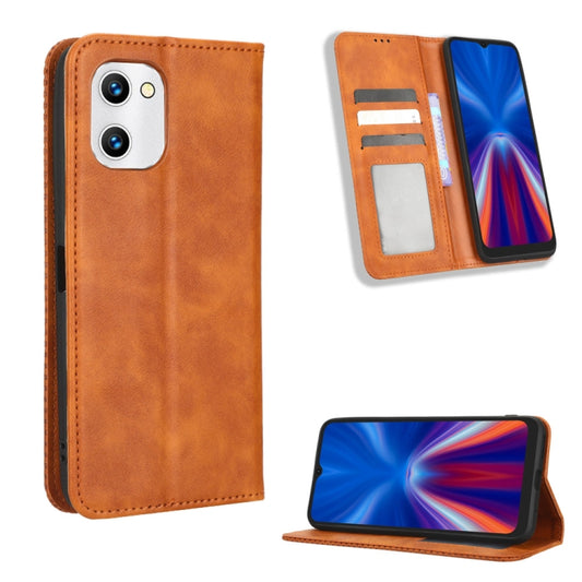 For UMIDIGI C1 Magnetic Buckle Retro Texture Leather Phone Case(Brown) - More Brand by buy2fix | Online Shopping UK | buy2fix