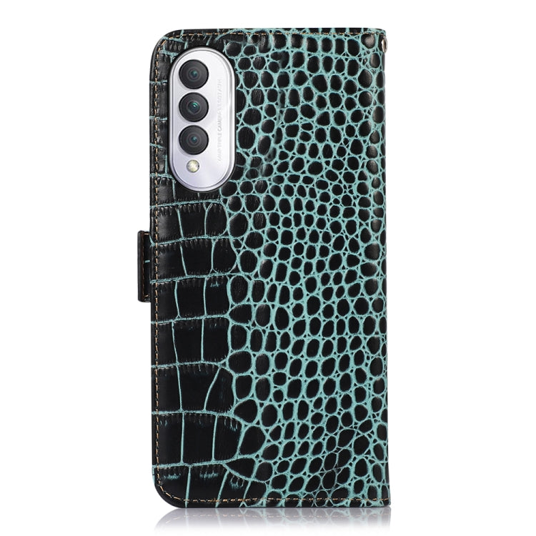 For Honor X20 SE Crocodile Top Layer Cowhide Leather Phone Case(Green) - Honor Cases by buy2fix | Online Shopping UK | buy2fix