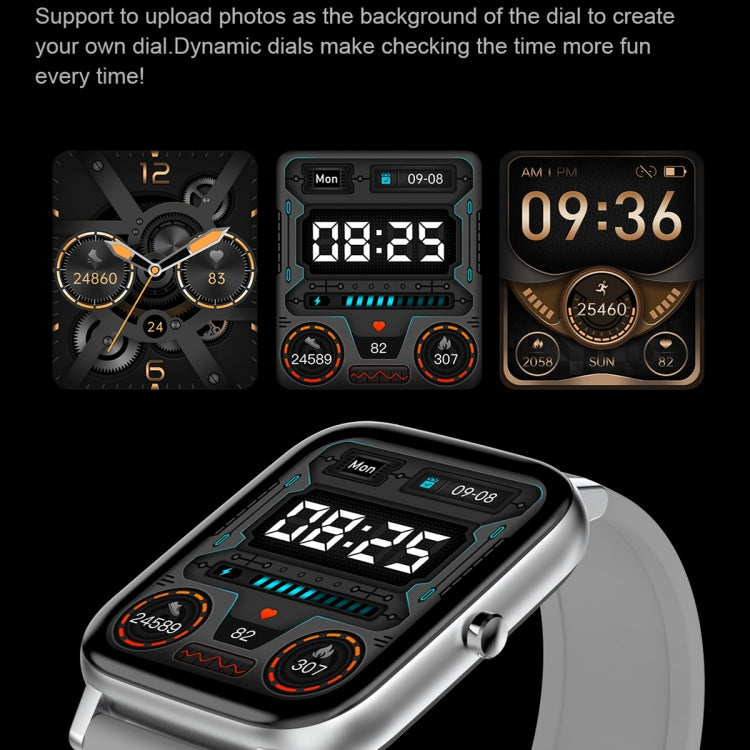 Ochstin 5H80 1.69 inch Square Screen Silicone Strap Heart Rate Blood Oxygen Monitoring Bluetooth Smart Watch(Black) - Smart Wear by OCHSTIN | Online Shopping UK | buy2fix
