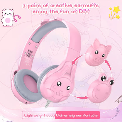 SoulBytes S31 Kids Wired Over-Ear Earphone with Microphone, Length: 1.5m(Pink) - Multimedia Headset by Soulbytes | Online Shopping UK | buy2fix