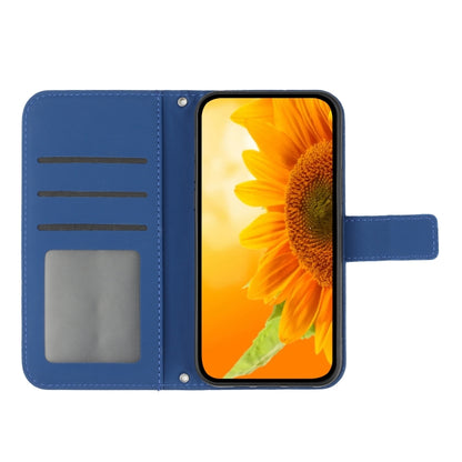 For Xiaomi 12 / 12X Skin Feel Sun Flower Pattern Flip Leather Phone Case with Lanyard(Dark Blue) - 12 Cases by buy2fix | Online Shopping UK | buy2fix