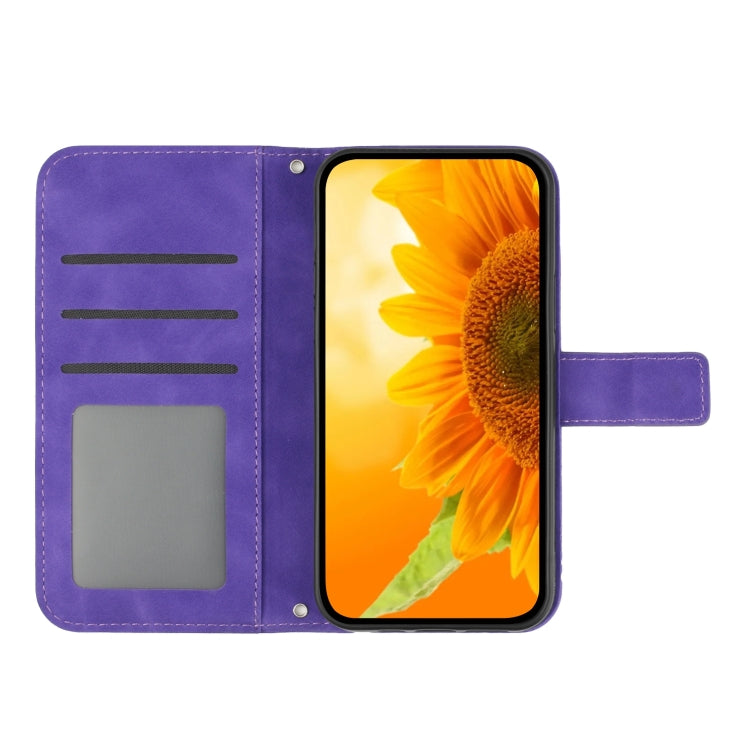 For Xiaomi 12 / 12X Skin Feel Sun Flower Pattern Flip Leather Phone Case with Lanyard(Dark Purple) - 12 Cases by buy2fix | Online Shopping UK | buy2fix