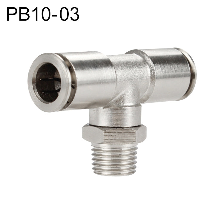 PB10-03 LAIZE Nickel Plated Copper Male Tee Branch Pneumatic Quick Connector -  by LAIZE | Online Shopping UK | buy2fix