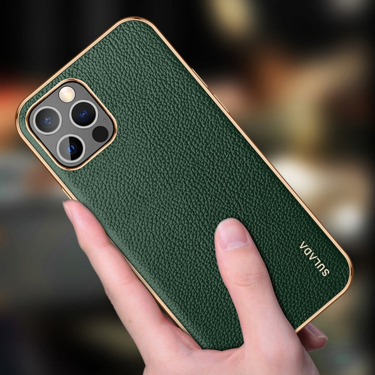 For iPhone 14 Pro Max SULADA Shockproof TPU + Handmade Leather Phone Case(Borwn) - iPhone 14 Pro Max Cases by SULADA | Online Shopping UK | buy2fix