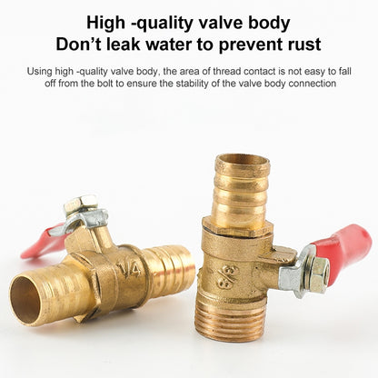 LAIZE Pneumatic Hose Connector Copper Ball Valve, Specification:Inside 2-Barb 10mm -  by LAIZE | Online Shopping UK | buy2fix