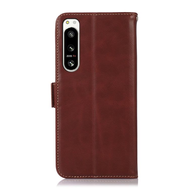 For Sony Xperia 5 IV Crazy Horse Top Layer Cowhide Leather Phone Case(Brown) - Sony Cases by buy2fix | Online Shopping UK | buy2fix