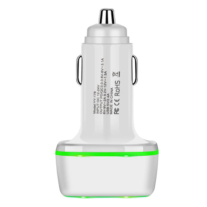 ACC-178 30W Dual USB+USB-C/Type-C Fast Charge Car Charger(White) - In Car by buy2fix | Online Shopping UK | buy2fix